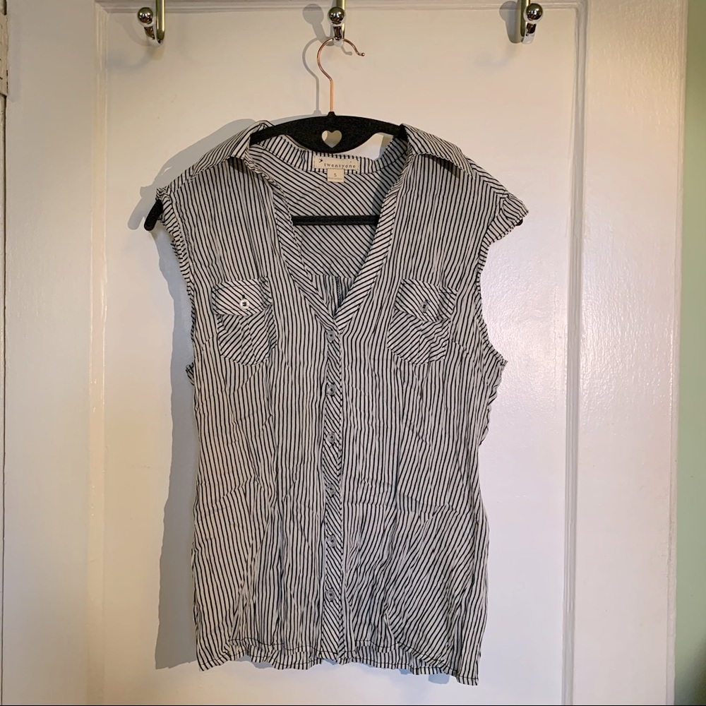 FOREVER 21 Striped Button Up Vest - Size S